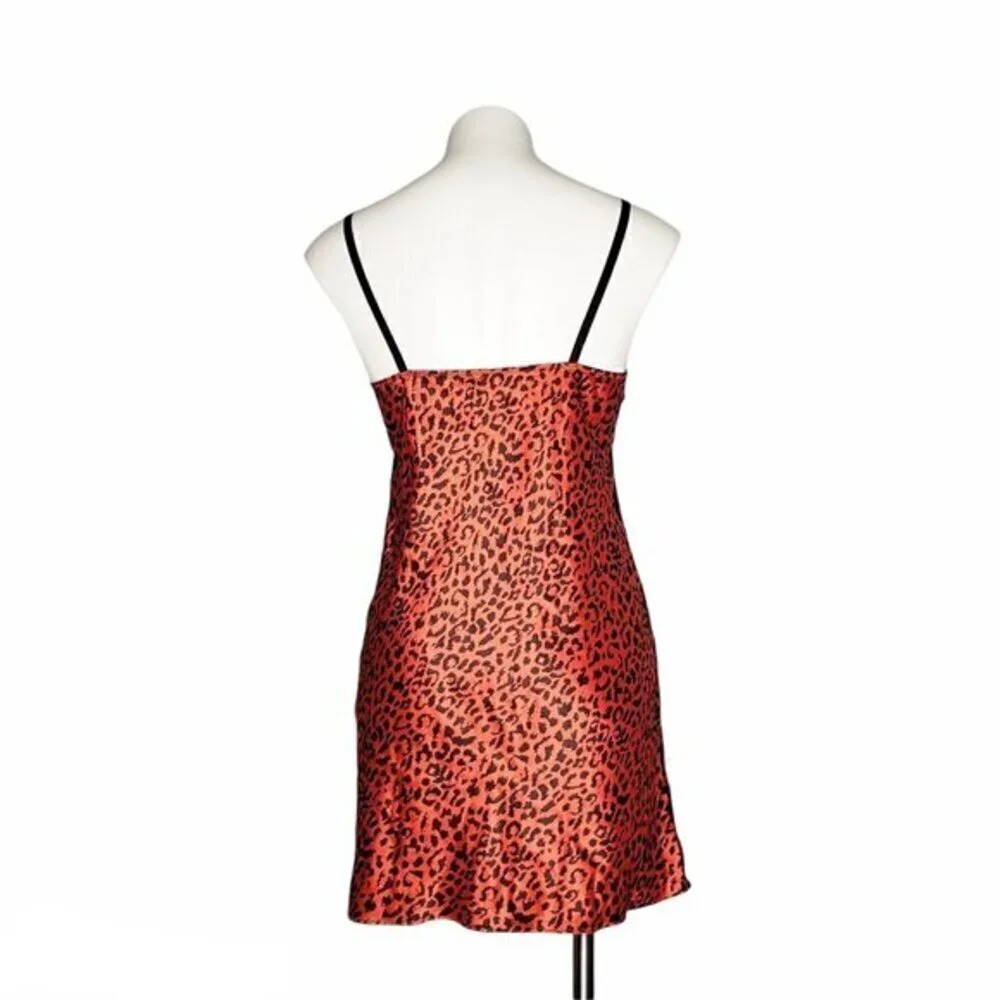 Victoria's‎ Secret Leopard Print Satin Lace Side Trim Chemise Slip Dress Medium